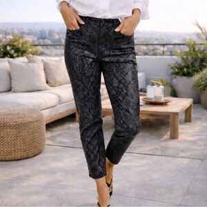 Rag & Bone Nina High Rise Ankle Cigarette Snake Print Jeans Black Size 28